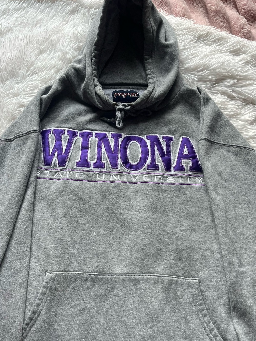 Jansport Gray Hoodie with Purple WINONA Lettering